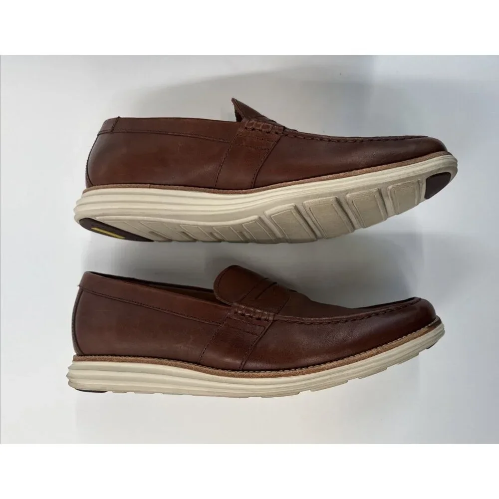 Cole Haan Penny Loafers Mens 13 Brown Leather Boat Shoes Slip On Grand in Box